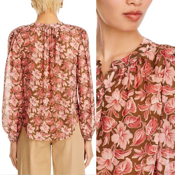 VERONICA BEARD Ashlynn Floral Print Silk Shirt - Picture 5 of 12